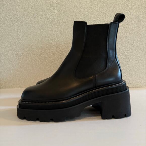 Sandro Paris Chelsea Ankle Boots Platform Black Leather Size 39 (US 8) - Picture 3 of 14